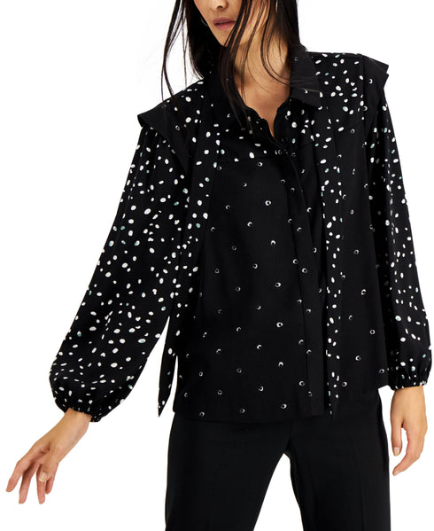 Alfani Dot Printed Tie Neck Top